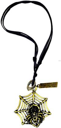AFH Spider Locket with Leather Cord Chain Spiderman Pendant Necklace Chain Metal Pendant