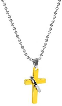 Airtick Small Size Golden Holy Jesus Christ Cross Isa Masih Ring Locket Pendant Necklace Gold-plated Stainless Steel Locket Set
