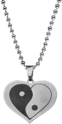 M Men Style Valentine Gift Heart Shpae Yin Yang Pendant Necklace Chain Sterling Silver Stainless Steel Pendant