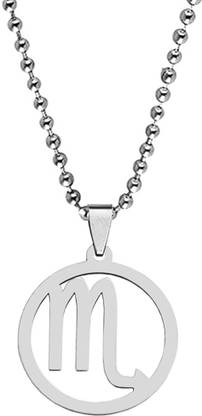 M Men Style Scorpio logo Zodic Symbol Locket Stainless Pendant Necklace Sterling Silver Stainless Steel Pendant