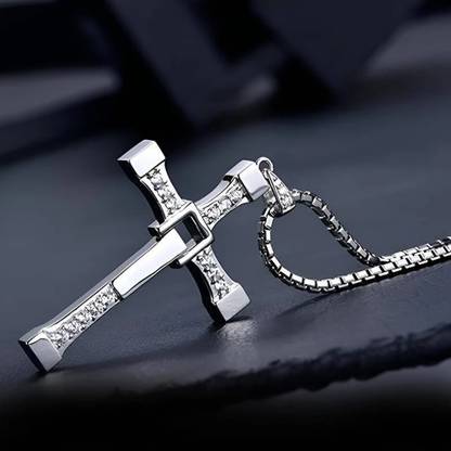 kazare Men Pendant | Pendant For Men | Boy Pendant | Chain Locket | Cross Locket Rhodium Agate Alloy