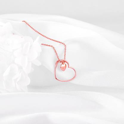 GIVA Anushka Sharma Rose Gold Heart with Link Chain for women Rhodium Silver Pendant