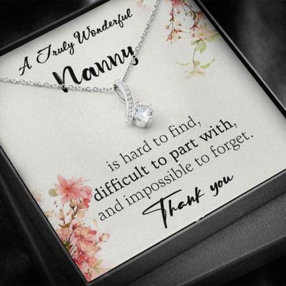 Rakva Gift For Nanny Leaving, Childminder Gifts, Thank You Nanny Necklace Rhodium Zircon Sterling Silver Pendant Set