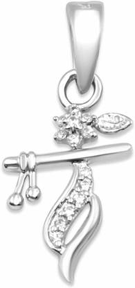Zarkan Zarkan 925 Silver Krishna Bansuri Pendant Rhodium Cubic Zirconia Sterling Silver Locket