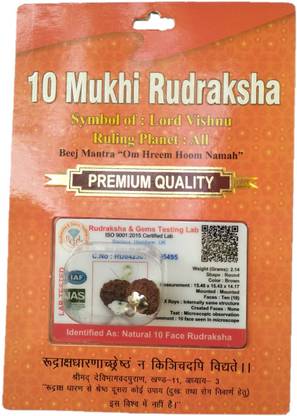 BHAKTI SHRINGAR 10 Mukhi Rudraksha Original Certified Lab Test & X-ray Report Sterling Silver Wood Pendant