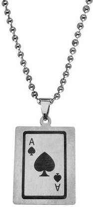 M Men Style Lucky Poker Ace Of Spades Playing card Jewelry Pendant Necklace Chain Sterling Silver Stainless Steel Pendant