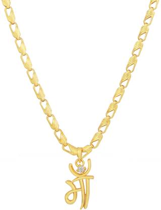 Charms Maa Alphabet Pendant With Gold Plated Chain Gold-plated Alloy Locket Set