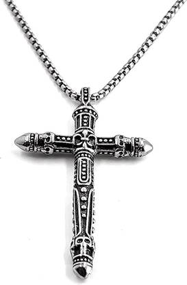 THE MEN THING Cross Pendant with 24inch Chain for Men,Milan trending Style - Chain & Pendant Silver Stainless Steel Pendant