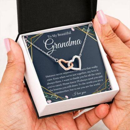 Rakva To My Grandma Necklace, Gift For Grandmother From Granddaughter Grandson Zircon Silver Pendant Set