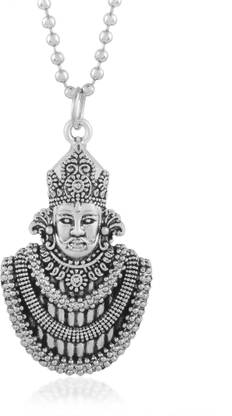 morir Oxidized Metal Silver Finish Khatu Shyam Barbarika Image Pendant Necklace Silver Brass Pendant