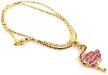 CM FASHIONS ONE GRAM GOLD PLATED DOLLAR CHAIN Gold-plated Ruby Copper Pendant