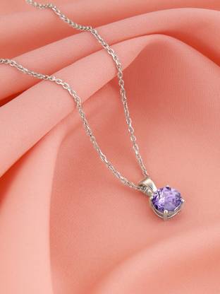 GIVA 925 Silver Gracious Purple Pendant |Lifetime Plating|6 Month Warranty Rhodium Zircon Sterling Silver Pendant