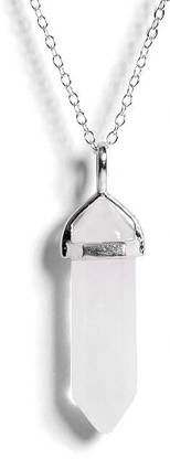 VIBESLE Clear Quartz Crystal Point Healing Pendant for Women Crystal Stone
