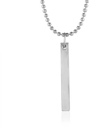 morir Stainless Steel Bar Pendant Necklace For Men Ball Chain Locket For Unisex Silver Stainless Steel Pendant