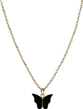 AmazingKarts Black Chain Butterfly Design Gold-plated Locket.(Style-83) Metal Pendant