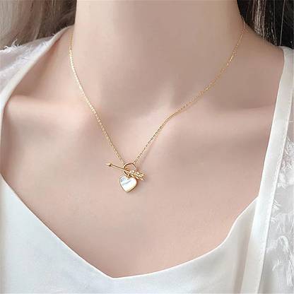 Ind smart cart New Simple Heart Lock Pendant Necklace For Womens & Girls Gold-plated Alloy Pendant Set