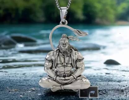 Lyzoo Hanuman Pendant for Men and Women,Evil Protector Hanuman Locket Sterling Silver Stainless Steel Pendant Set
