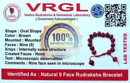 Robin Export Company Premium Quality 9 Mukhi Nepali Rudraksha Bracelet With Lab tested certificate Beads Wood