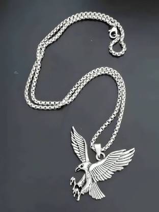 REVERSEA Stylish War Eagle Flying Pendant for Boys & Girls Sterling Silver Silver Silver, Stainless Steel Locket
