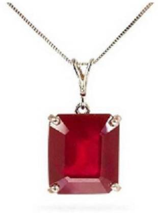 RATAN BAZAAR Silver Ruby Stone Pendant Silver Ruby Bronze Pendant