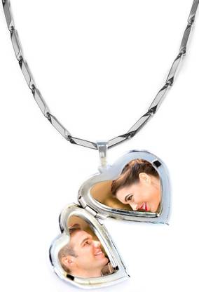 CocksComb Photo Frame Locket With Silver Chain Alloy Pendant