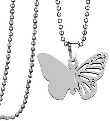 M Men Style Butterfly Necklace Spring Summer Gifts Silver Stainless Steel Pendant Necklace Sterling Silver Stainless Steel Pendant