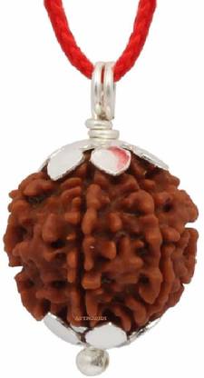 A & S VENTURES 4 Mukhi Natural Rudraksha Four Face Mantra Siddha Rudraksh with Certificate Silver Wood Pendant