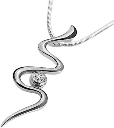 Surat Diamond Diamond Pendant, Elegant Silver Necklace with Diamond Accent Sterling Silver Diamond Sterling Silver Pendant