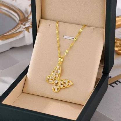 Eliza Unique Butterfly Pendant Gold-plated Zircon Brass Pendant