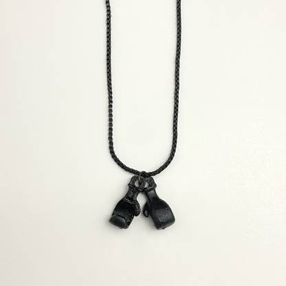 Oralia Black Men Boxing Gloves Charm Necklace For Boys Alloy Locket Set