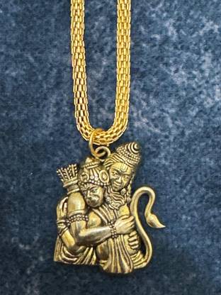 Jagsun ANTIQUE RAM HANUMAN LOCKET WITH GOLD CHAIN FOR MEN AND WOMEN / GIRL AN BOYS Stainless Steel Locket Set