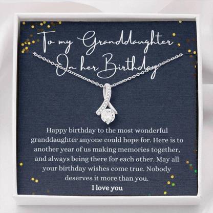 Rakva Happy Birthday Granddaughter Necklace, Gift For Granddaughter Birthday Zircon Sterling Silver Pendant Set