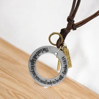 Shiv Jagdamba Sterling Silver Stainless Steel, Leather Pendant