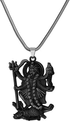 M Men Style Hindu Deity Powerful Mata Goddess Maha Kali Kalika Devi Rhodium Zinc, Metal Pendant