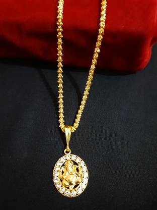 Aviate Ganesh Round Diamond & CHANDRAMUKHI Gold-plated Diamond Alloy Pendant Set
