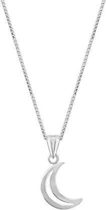 Parnika Crescent Moon Pendant cum Chain Necklace Hallmark Pure 92.5 Sterling Silver Pendant Set