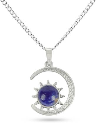 CRYSTU Natural Sodalite Crystal Stone Sun With Moon Frame Pendant/Locket Unisex Crystal Pendant