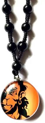 Kanak Jewels Religious Hanuman Locket With Onyx Cotton Dori, Crystal Pendant Acrylic,Pendant Acrylic, Cotton Dori Pendant