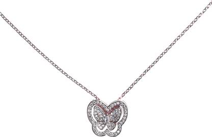 SATLAA Pure 925 Rose Gold Butterfly Cubic Zirconia Necklace with Chain Rhodium Cubic Zirconia Sterling Silver Pendant