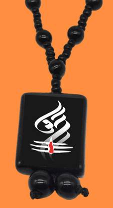 Dynamic Retail Global Mahakal Religious Locket Cotton Dori Pendant Set Shiva Mahadev Mala Onyx C26O Crystal Locket Set