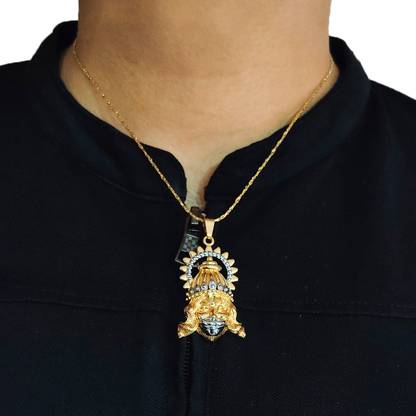 Gift Nest Shree Ram Bhakta Hanuman pendant with chain Bajranbali gold plated locket Gold-plated Stainless Steel Pendant