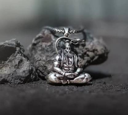 REVERSEA Hanuman ji Silver Locket With Box Chain Silver Brass Locket Silver Alloy, Silver Locket