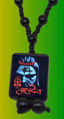Dynamic Retail Global Mahakal Religious Locket Cotton Dori Pendant Set Shiva Mahadev Mala Onyx C614O Crystal Locket Set