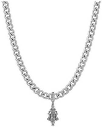Akshat Sapphire Sterling Silver (92.5% Purity) God Vitthal Ji Curb Chain Pendant 22 Inches Sterling Silver Pendant Set