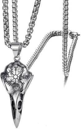 Sullery Skull Necklace Men Gothic Crow Eagle Skeleton Skull Head With Box Chain Sterling Silver Stainless Steel Pendant