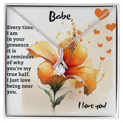 SEOLFOR Beautiful Gift for My Wife - Solitaire Necklace Cubic Zirconia Sterling Silver Pendant