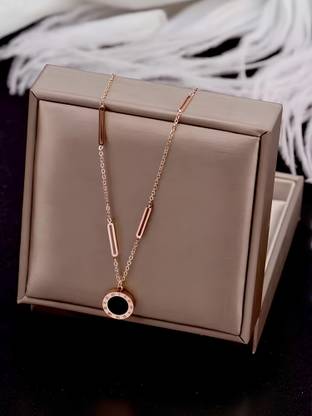 Karishma Kreations Roman Numerals Dual Side Anti Tarnish Rose Gold Plated Pendant with Chain Gold-plated, Copper Stainless Steel Pendant