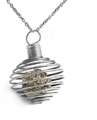 SOLAVA Original Pyrite Pendant for Women and Men for Good Luck, Wealth, and Money Crystal Metal Pendant
