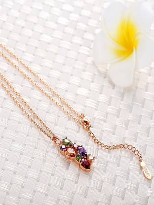 YELLOW CHIMES Sparkling Colors Flowerets Vine Swiss Gold-plated Zircon Alloy Pendant