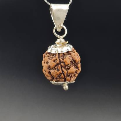 Fine Creation 5 Mukhi Nepali Rudraksha Five Face Rudraksh With Original Quality Certificate Silver Wood Pendant